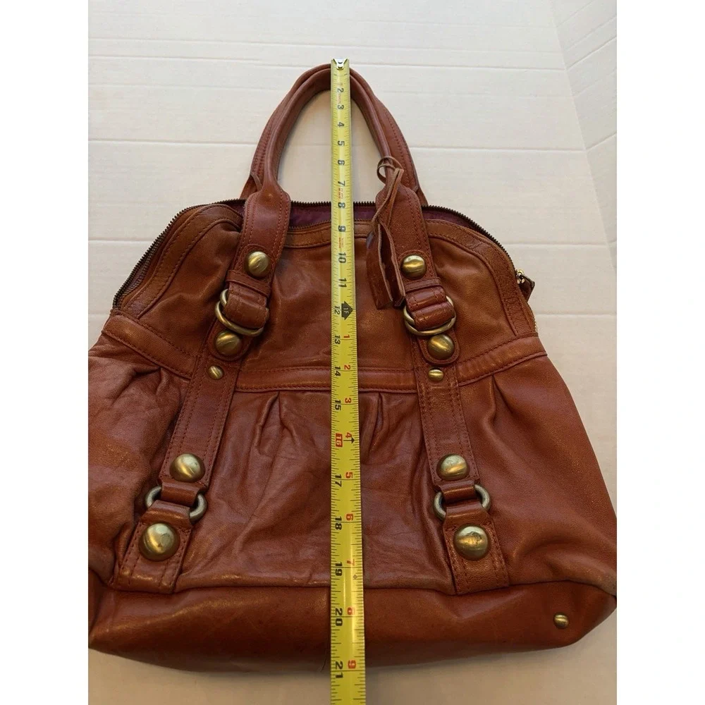 TANO Handbag Soft Leather Zip Shoulder Bag Hobo - Red Orange - Please Read